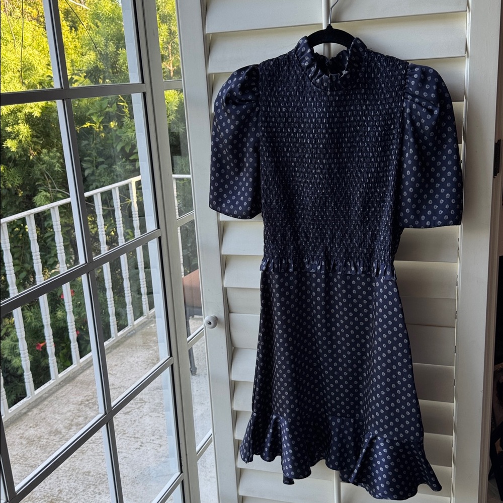 Sandro Navy Blue Polka Dot Dress